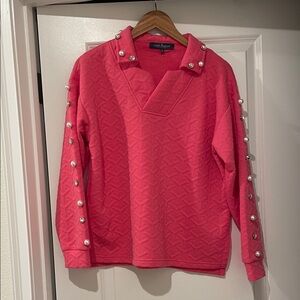 Simply Southern pink sweatshirt with pearl and rhinestone details size small